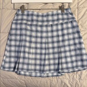 Hollister Blue and White Plaid Skater Skirt